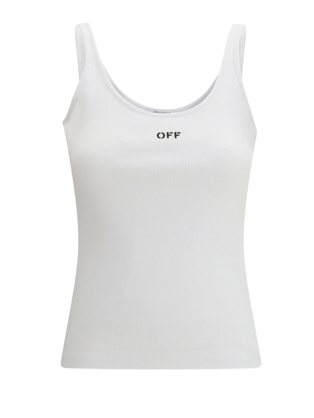 Off-White White Ribbed Tank-top with Center Logo